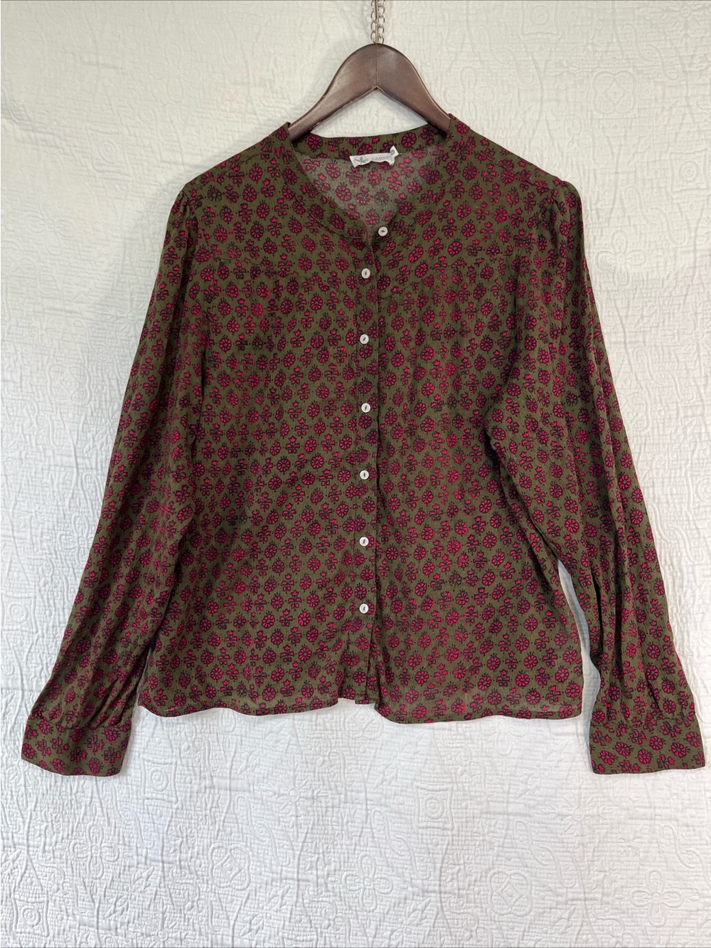 Carve Designs Batik Floral Tatum Gauze Shirt Button Up Lightweight Top Size XL